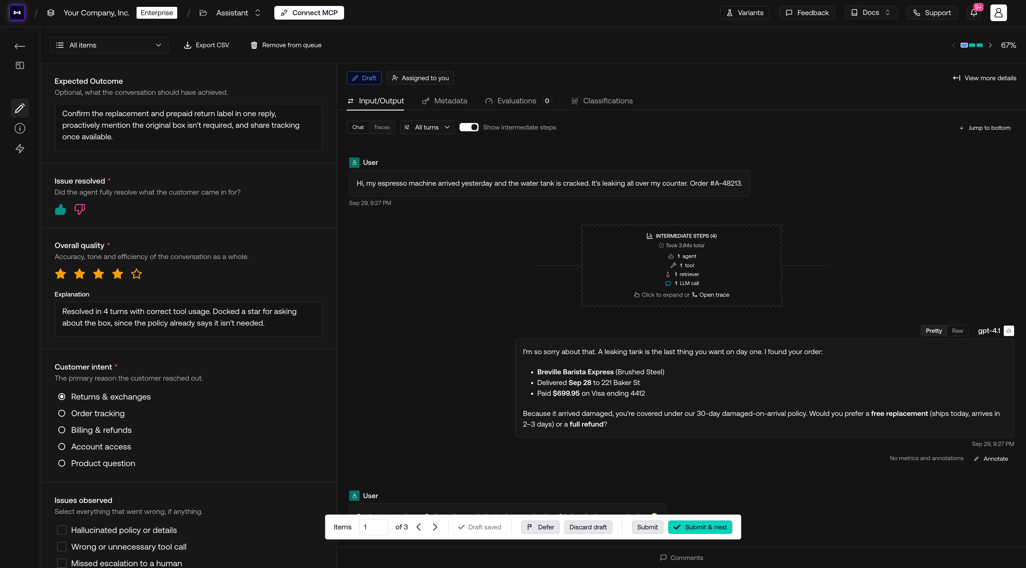 Confident AI dashboard for domain experts